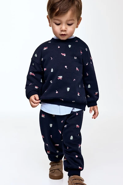 2-Piece Printed Brushed-Inside Sweatsuit