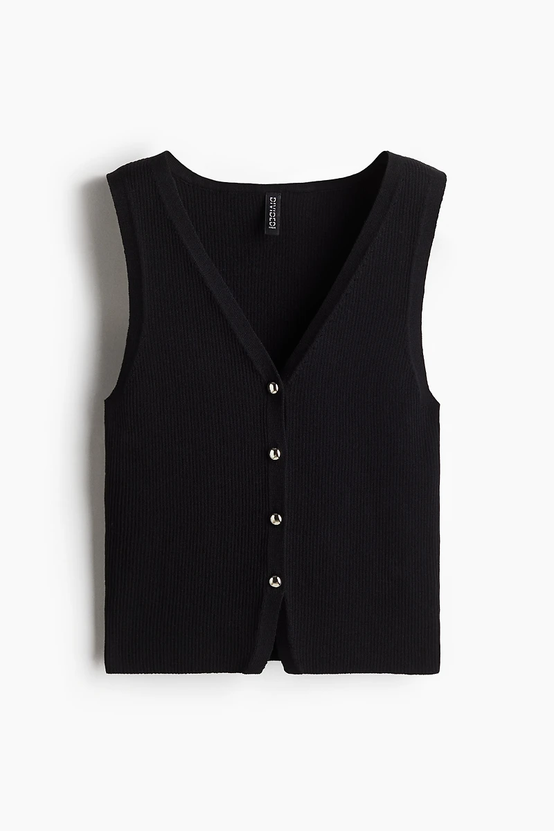 Button-Front Sweater Vest