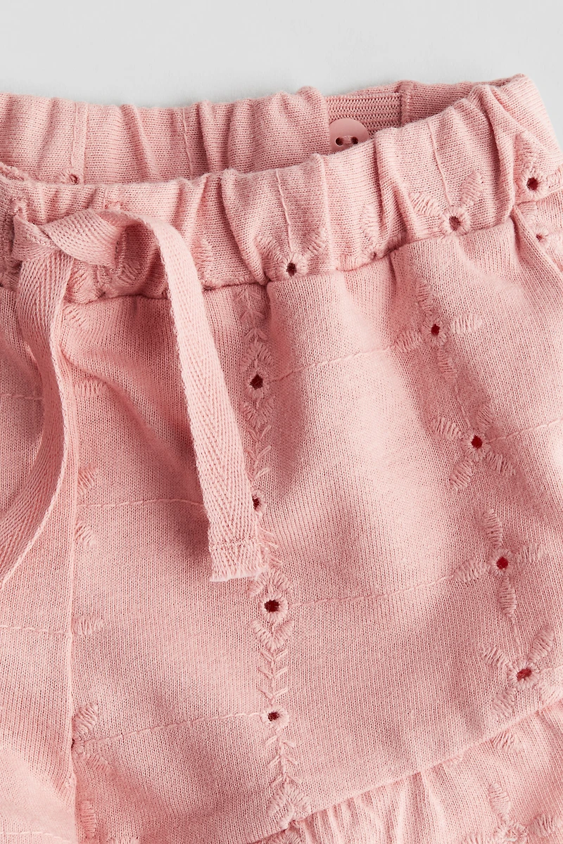 Jersey Shorts with Eyelet Embroidery