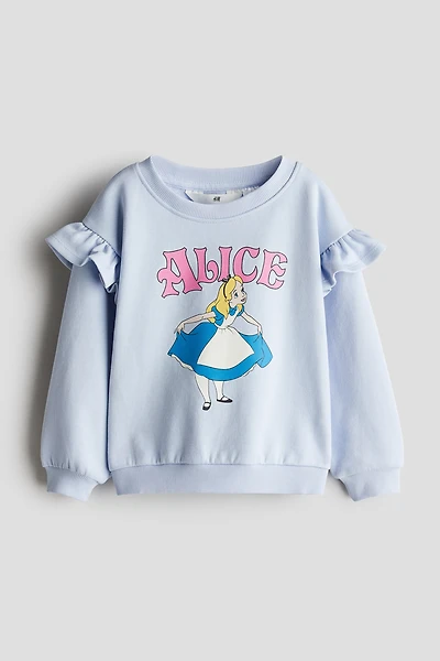 Ruffle-Trimmed Printed Sweatshirt