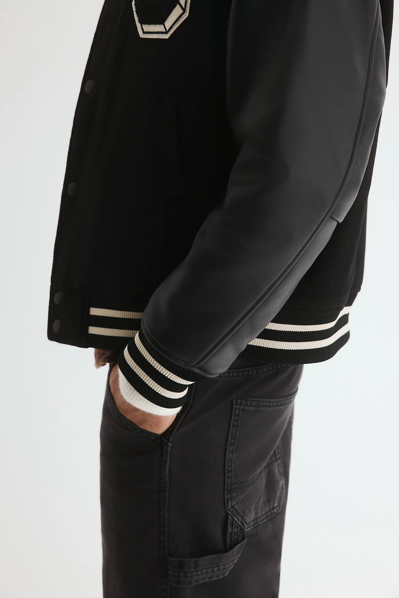 Blouson de baseball en laine mélangée