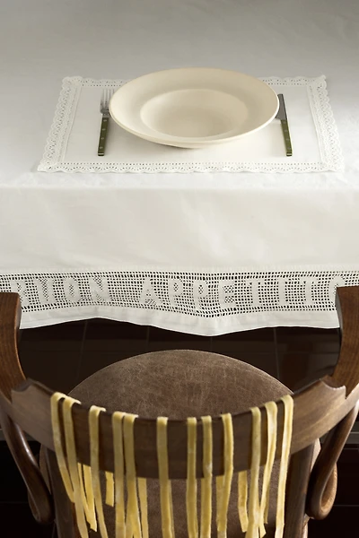 Lace-Trimmed Cotton Tablecloth
