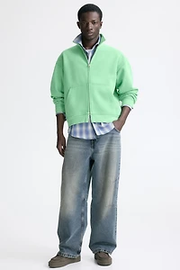 Loose-Fit Boxy Sweatshirt Jacket