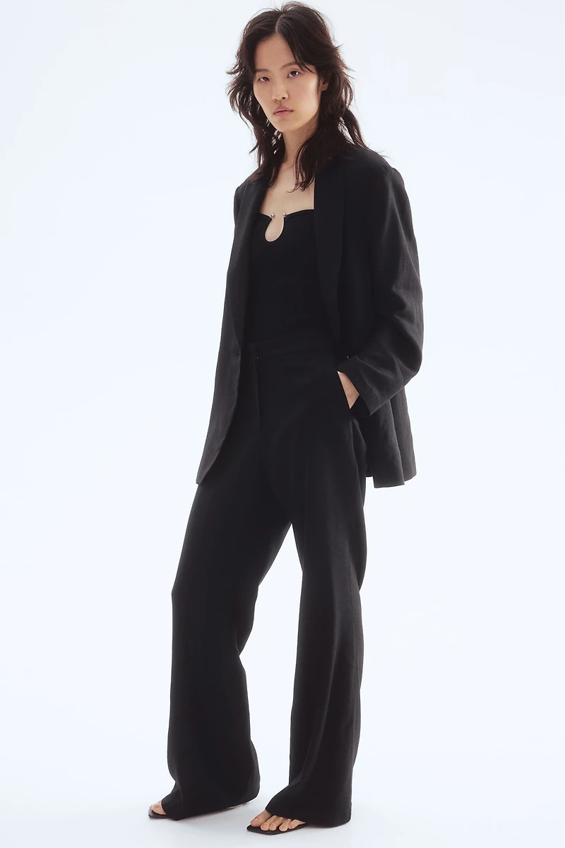 Bootcut Linen-Blend Pants