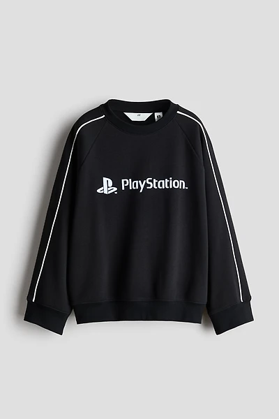 Brushed-Inside Sweatshirt with Printed Motif