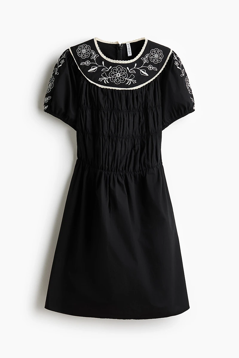 Embroidered poplin dress