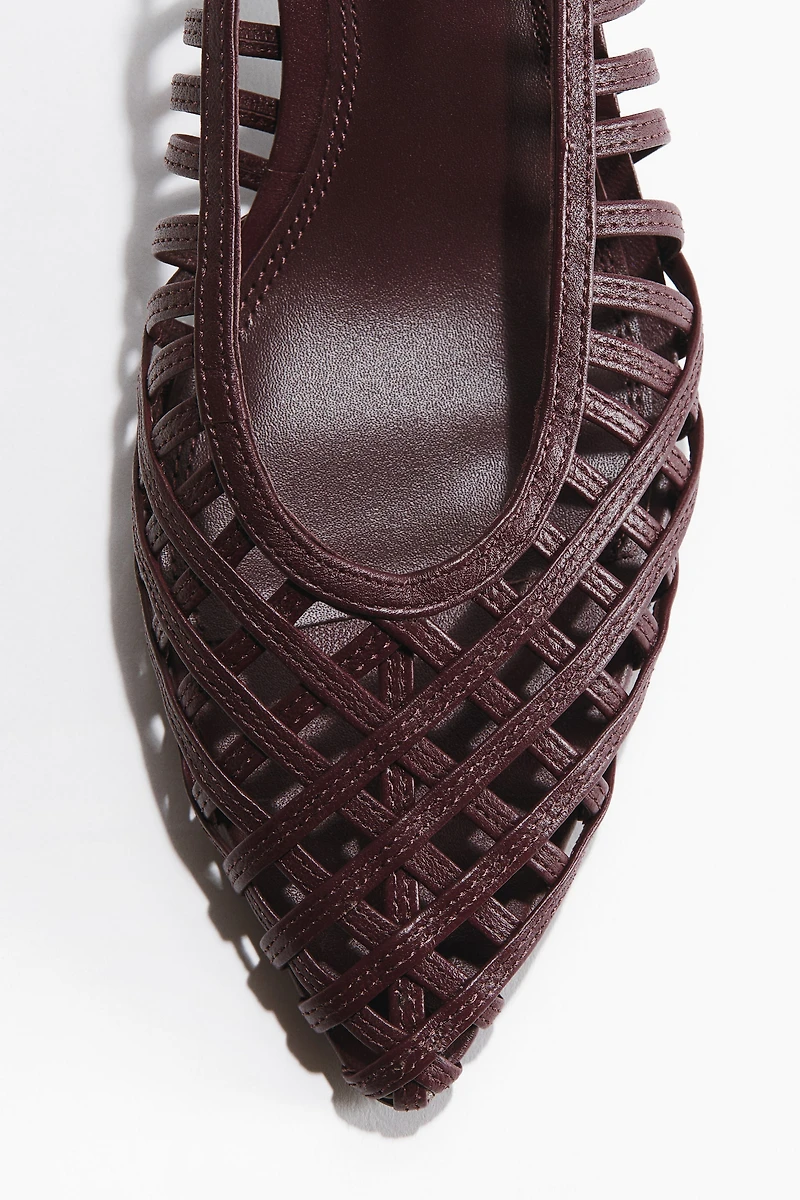 Kitten-Heeled Leather Slingbacks