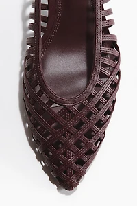 Kitten-Heeled Leather Slingbacks