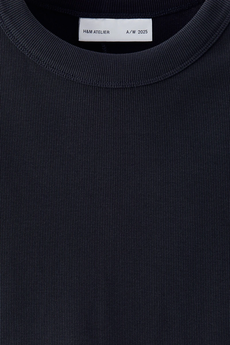 Ribbed Cotton T-Shirt