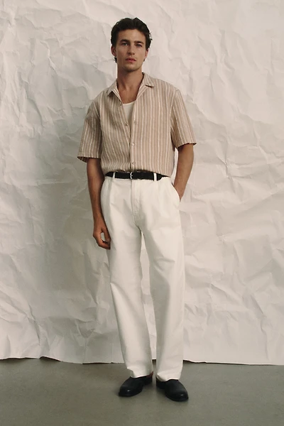 Relaxed-Fit Tailored Linen-Blend Pants