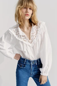 Blouse with Eyelet Embroidery