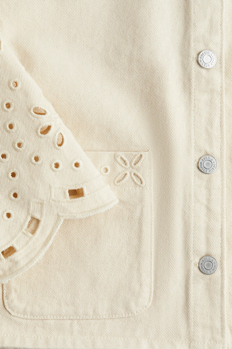 Denim Jacket with Eyelet Embroidery