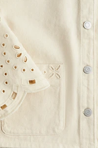 Denim Jacket with Eyelet Embroidery