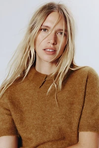 Alpaca-Blend Sweater with Collar