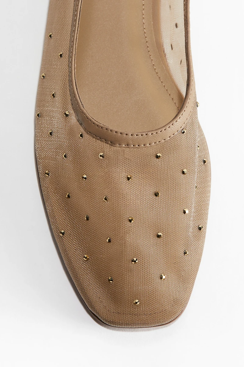 Rhinestone-Embellished Ballet Flats