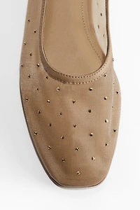 Rhinestone-Embellished Ballet Flats