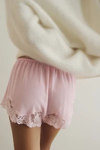 Lace-Trimmed Pajama Shorts