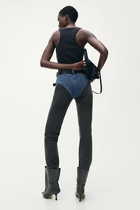 Two-Tone Straight-Leg Jeans