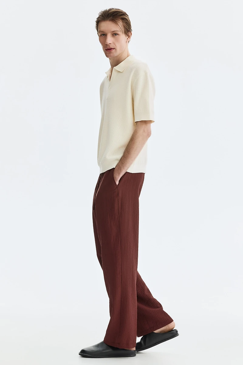 Regular-Fit Cable-Knit Polo Shirt