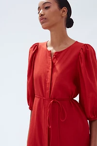 Linen-blend dress