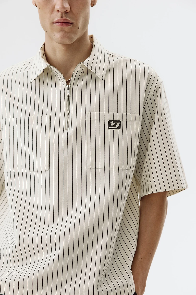 Relaxed-Fit Half-Zip Twill Shirt