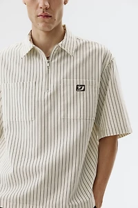 Relaxed-Fit Half-Zip Twill Shirt