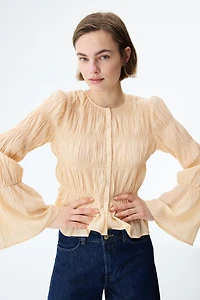 Blouse smockée en coton