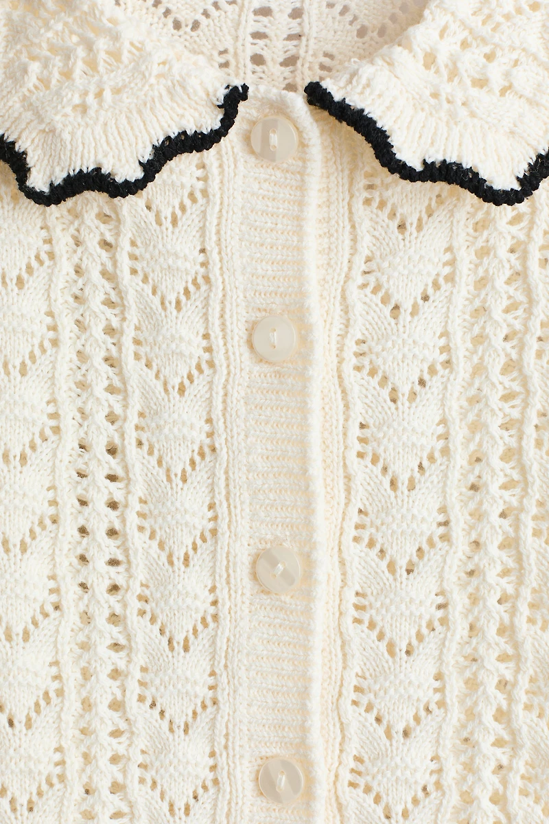 Crochet-Look Short-Sleeved Cardigan