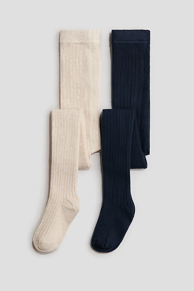 Lot de 2 collants en tricot côtelé