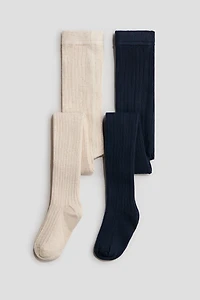 Lot de 2 collants en tricot côtelé