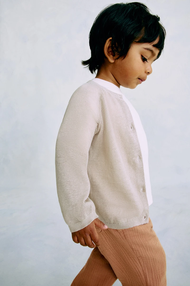 Fine-Knit Linen Cardigan