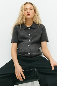 MAMA Rhinestone-Button Cardigan