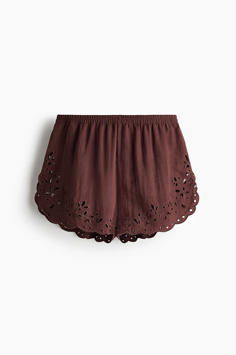 Shorts with Eyelet Embroidery