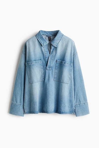 Oversized Pullover Denim Shirt