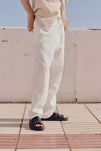 Regular-Fit Linen-Blend Pants
