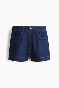 Braided-Trim Denim Shorts