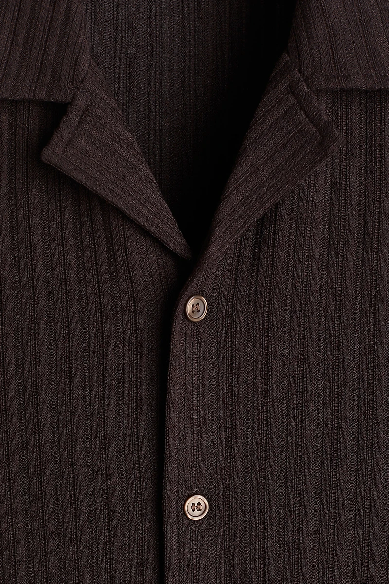 Loose-Fit Rib-Knit Resort Shirt
