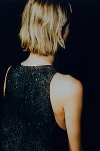 Robe en tissu jacquard à effet boule