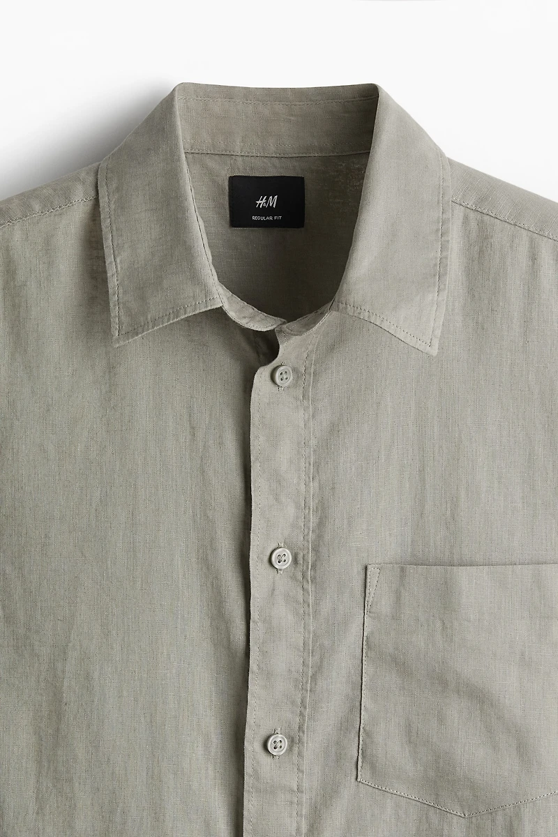 Regular-Fit Linen-Blend Shirt