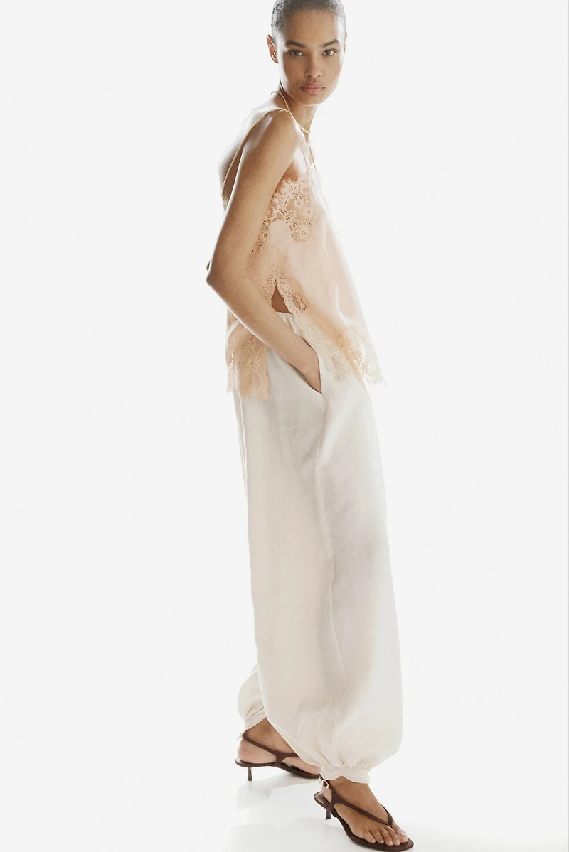 Lace-Trimmed Jacquard-Weave Top