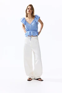 Flutter-Sleeved Peplum Blouse