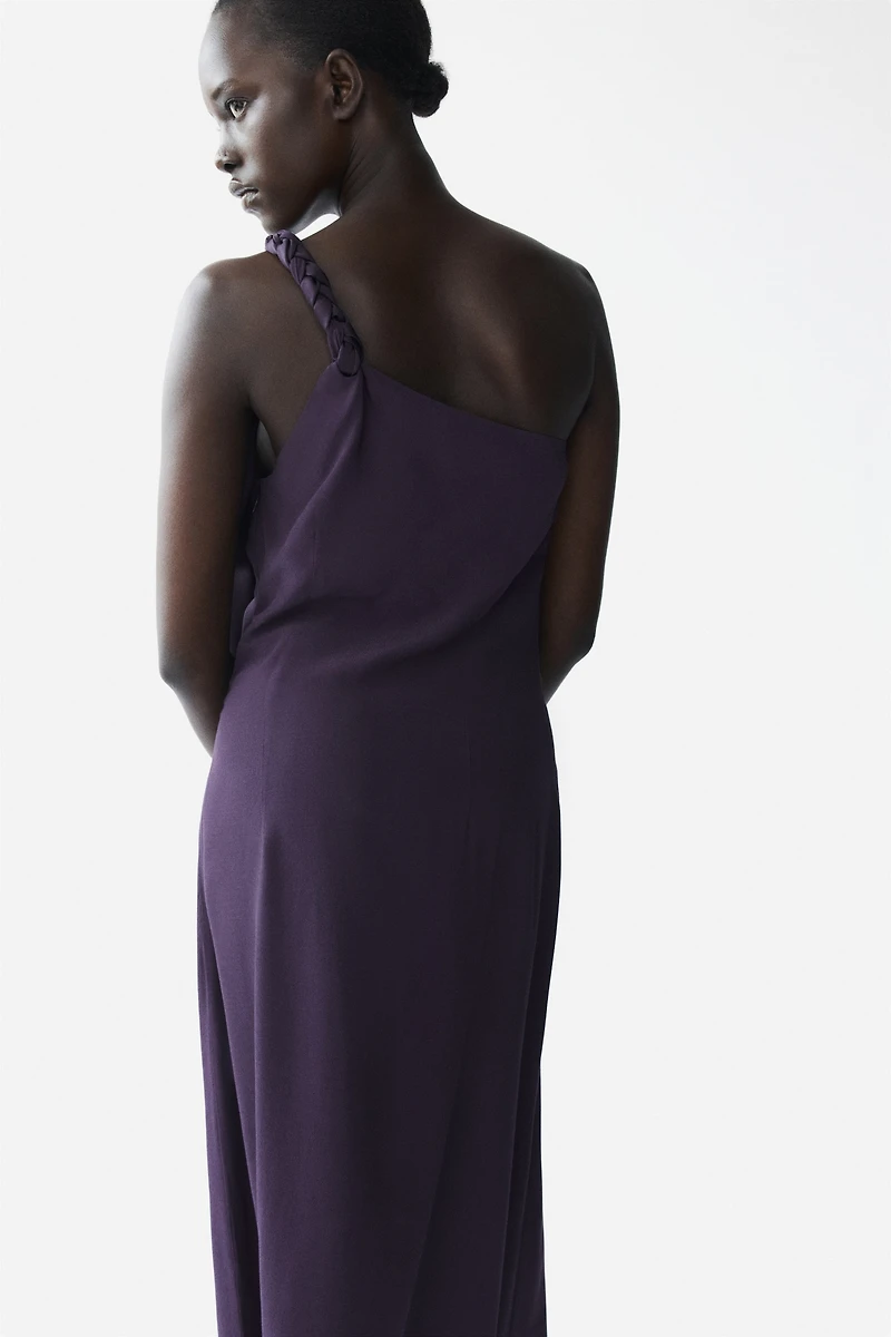 Braided-Detail One-Shoulder Dress