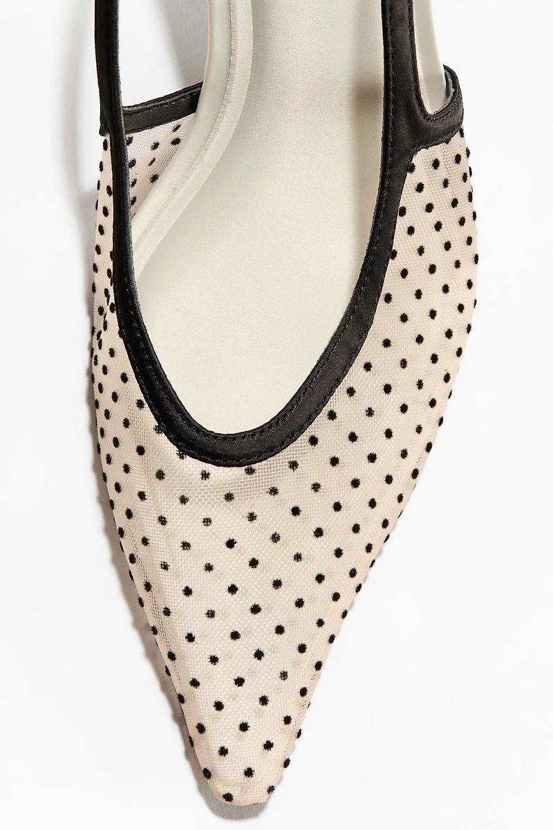 Heeled Mesh Slingbacks