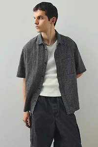 Oversized-Fit Short-Sleeved Linen-Blend Shirt