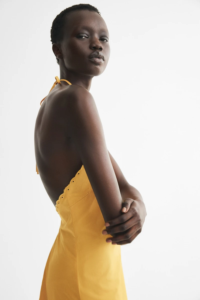 Broderie anglaise halterneck dress