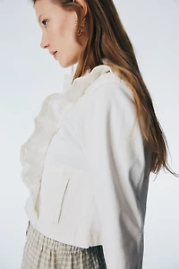 Ruffle-Trimmed Denim Jacket