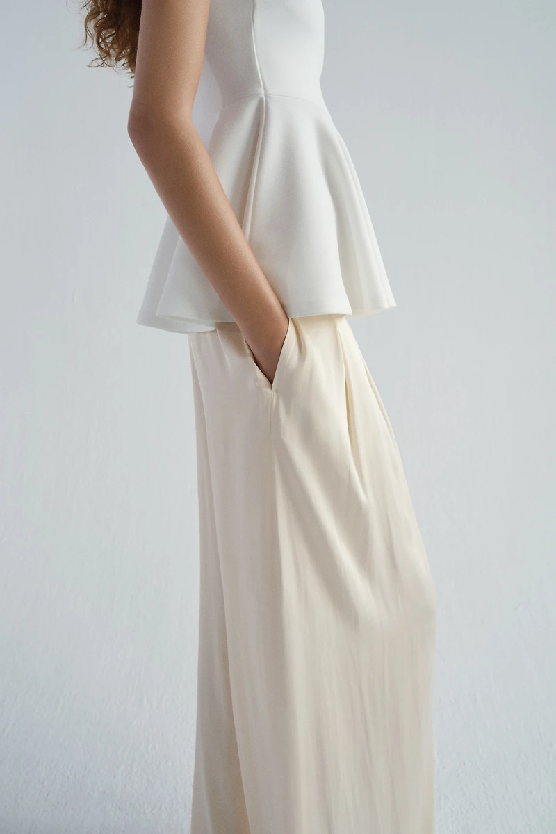 Wide-Leg Satin Pants