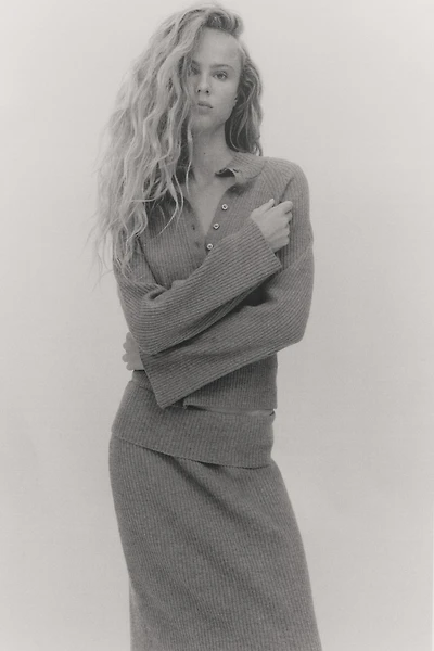 Rib-Knit Mock Turtleneck Sweater