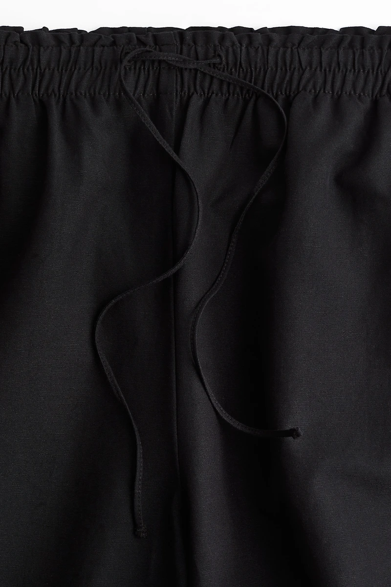 Wide-Leg Linen-Blend Pants