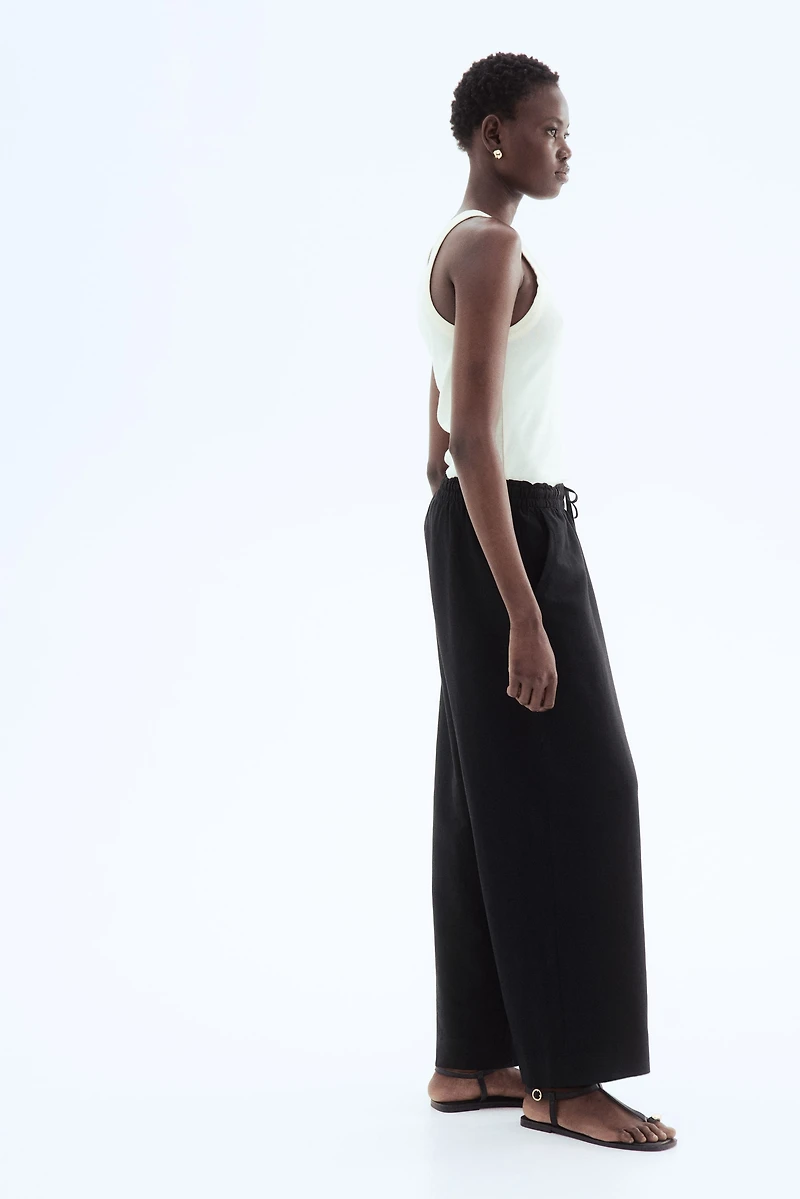 Linen-Blend Crop Pants